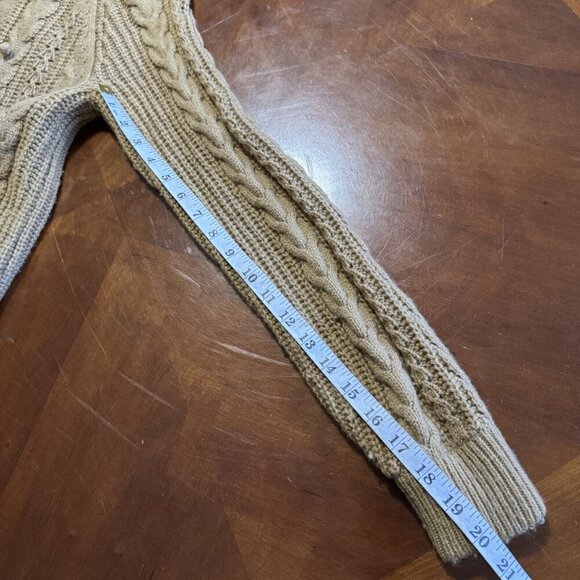 J.Crew Wool Blend Azra Pom Pom Cable Knit Mock Neck Sweater Size Small Tan - Picture 8 of 16